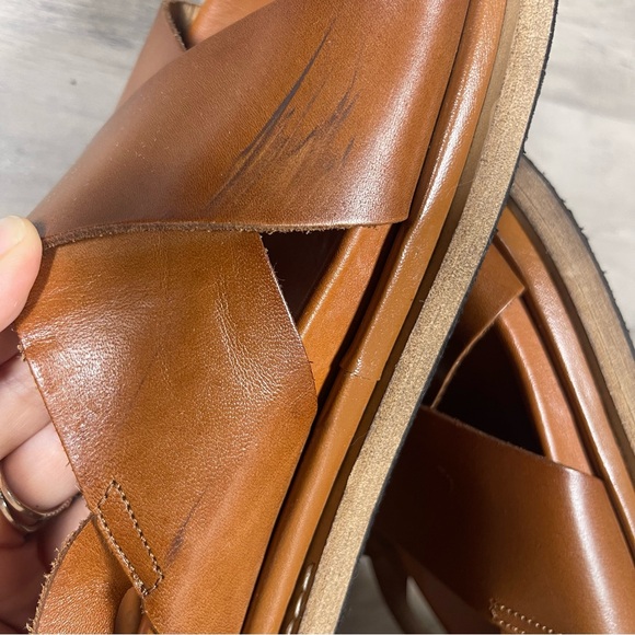 Alohas Women 8.5โ9 EU39 Tan Brown Leather Sandals Cross Strap Platform Slingback - Picture 10 of 15